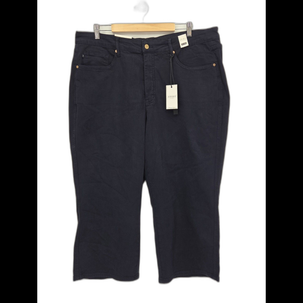 New Judy Blue Womens High Waist Wide Leg Crop Jeans Navy Size 22W Plus